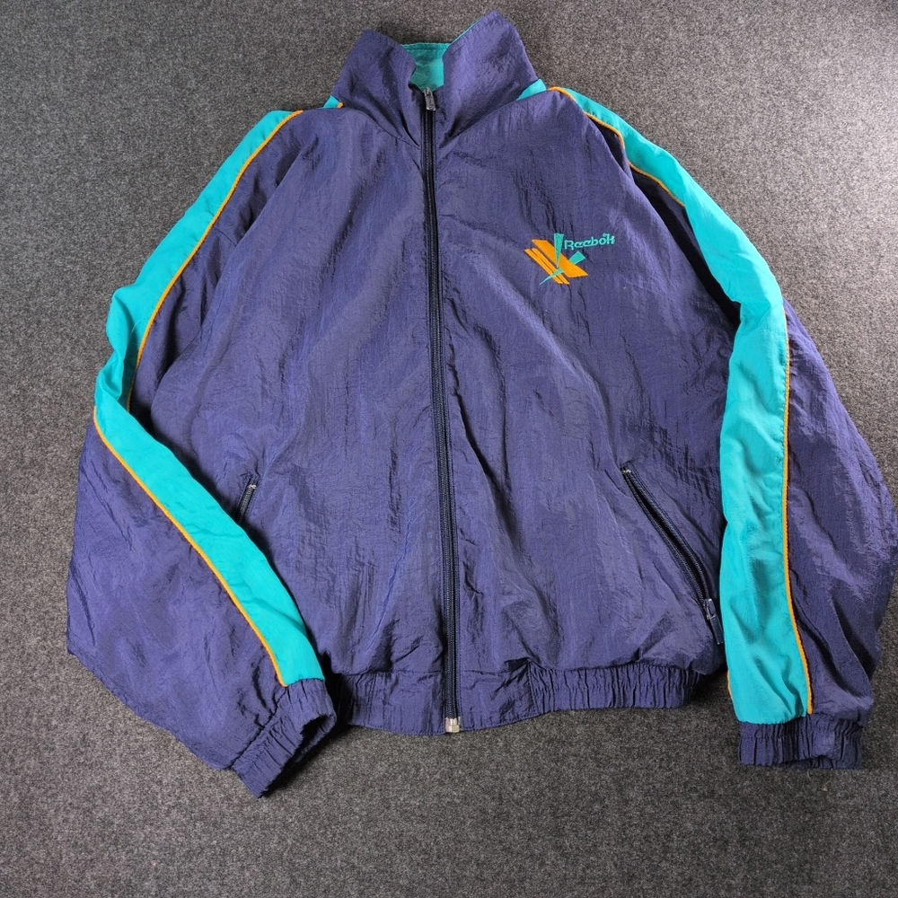 Vintage 90's Reebok Purple and Teal Track Jacket - Picture 2 of 8